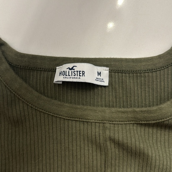 Olive green hollister tie up cotton t-shirt - Picture 3 of 3